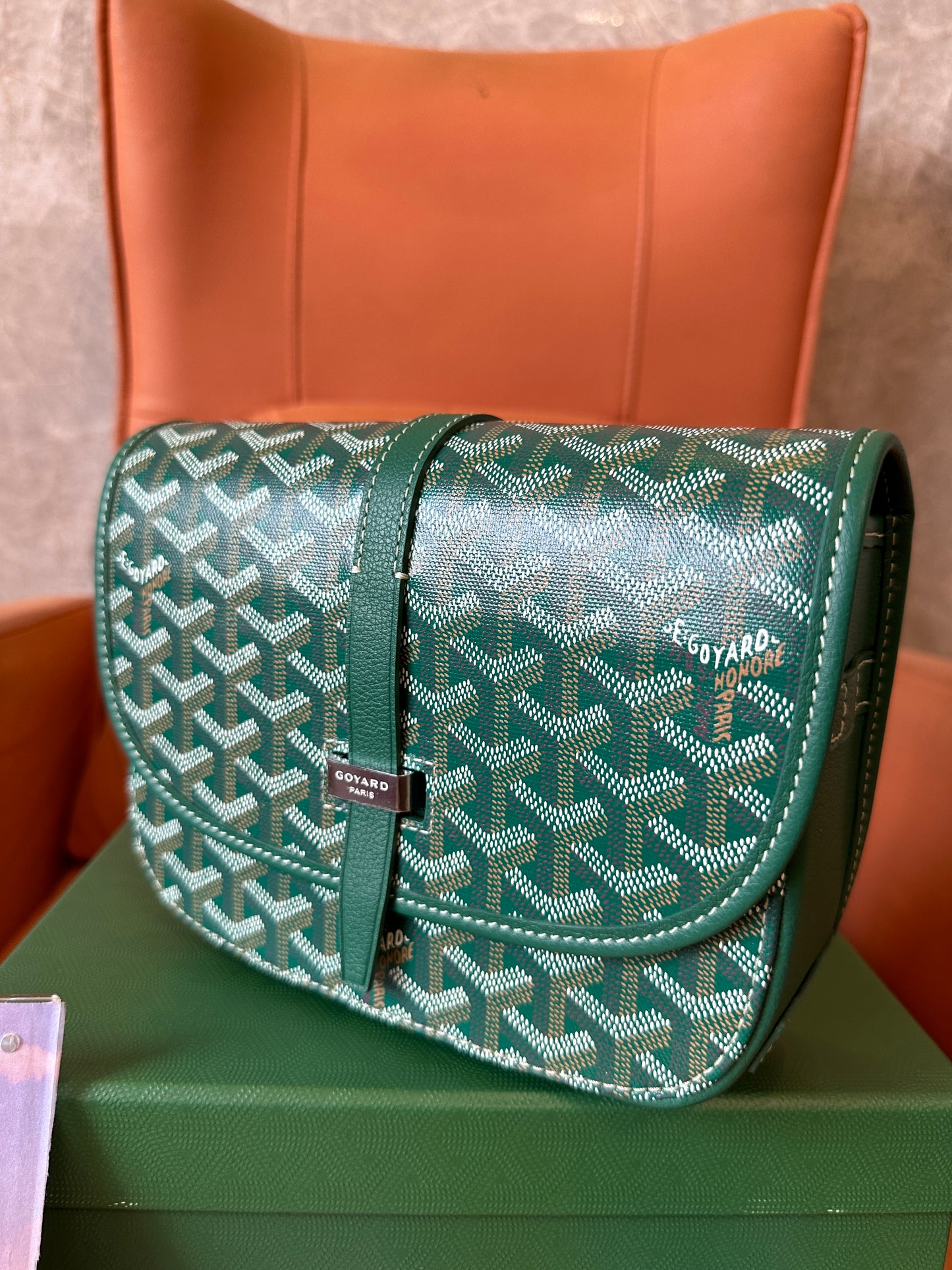 Goyard Green Monogram Flap Crossbody Bag