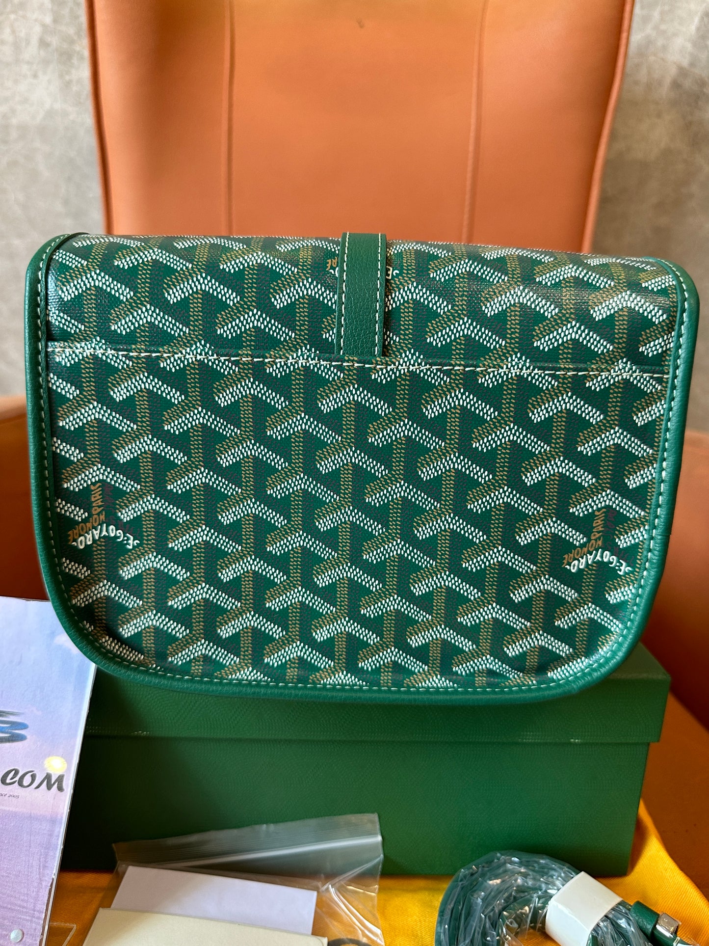 Goyard Green Monogram Flap Crossbody Bag