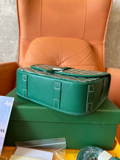 Goyard Green Monogram Flap Crossbody Bag