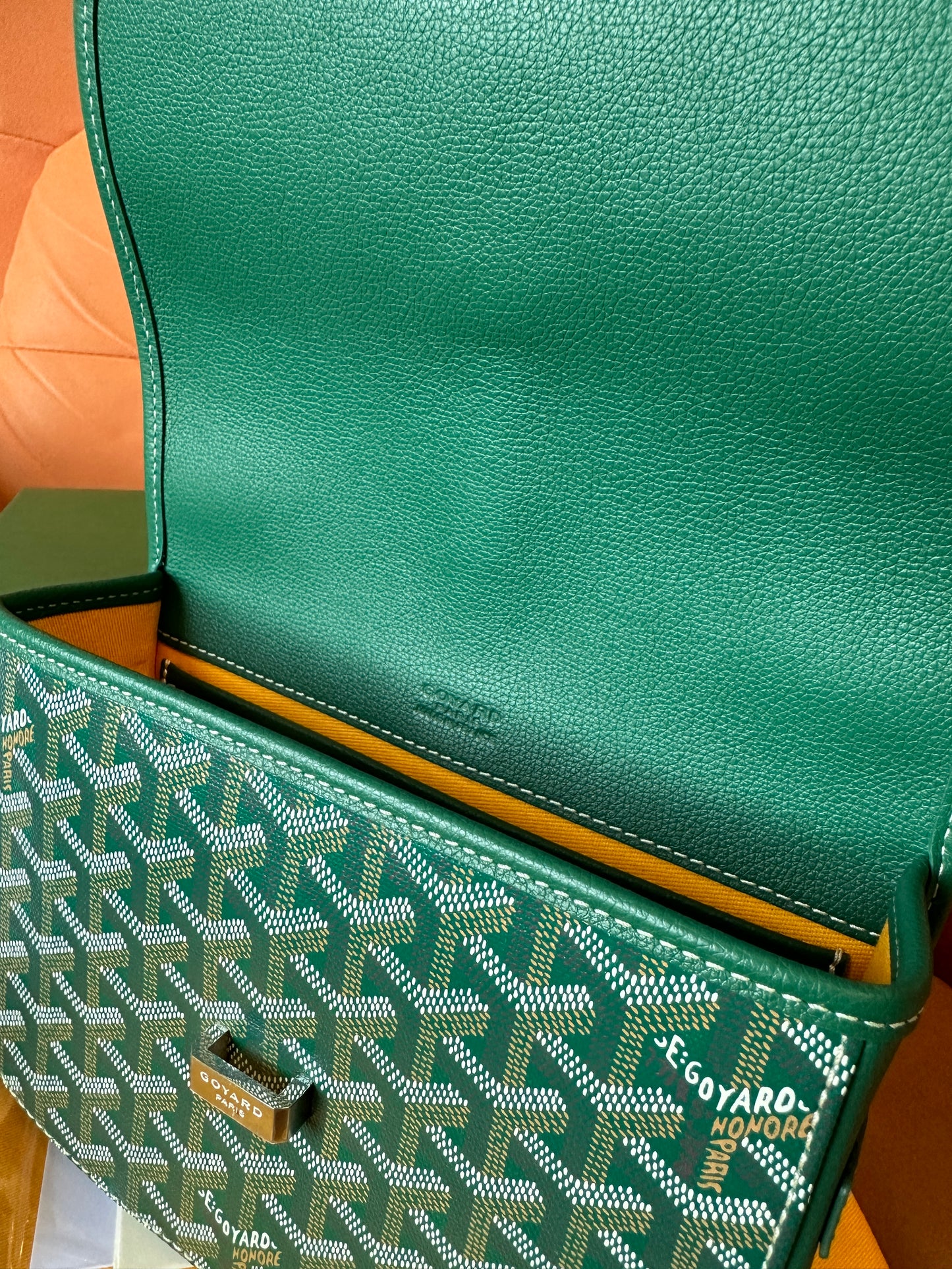 Goyard Green Monogram Flap Crossbody Bag