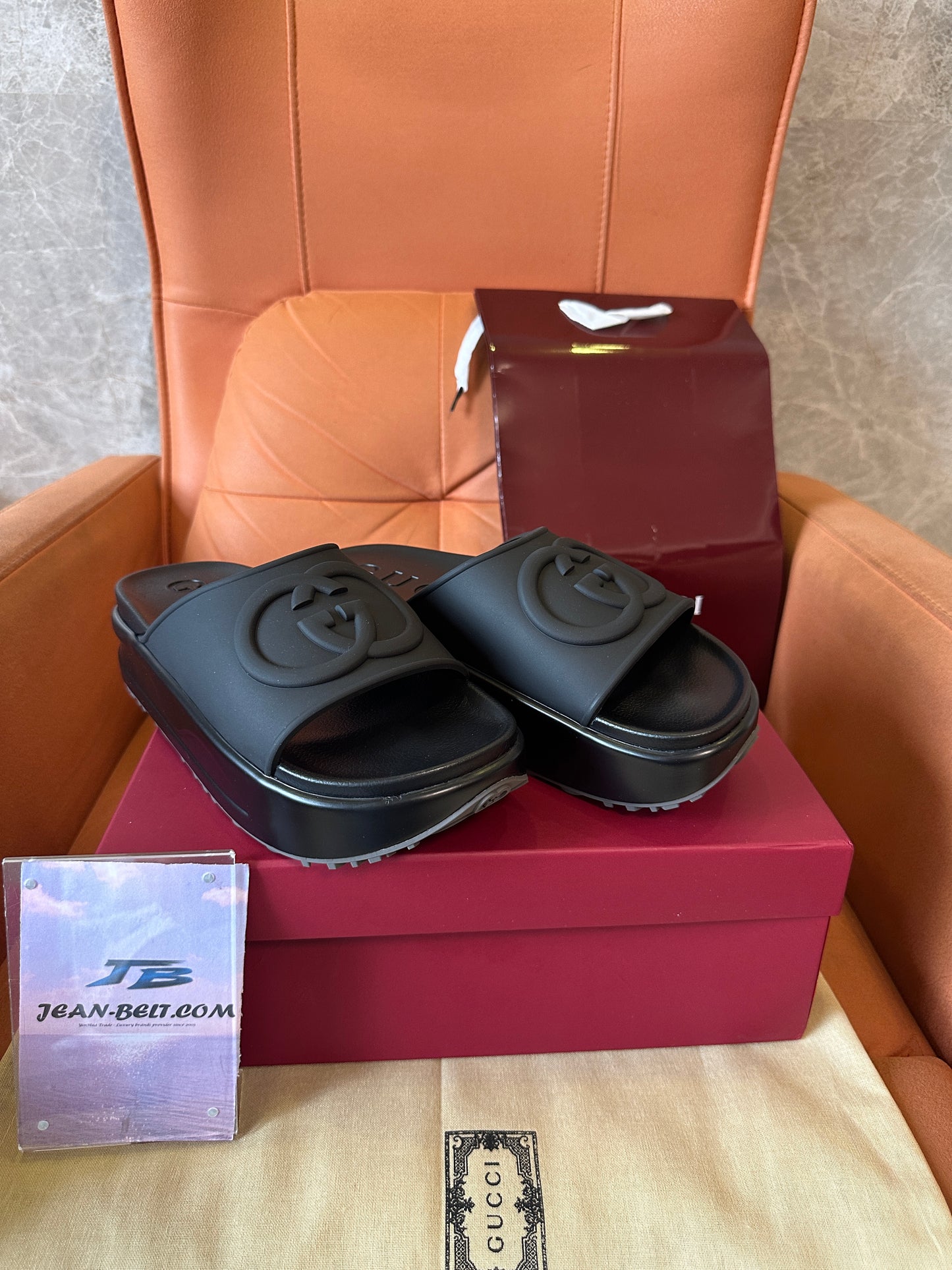 Gucci Rubber Platform Slides Black