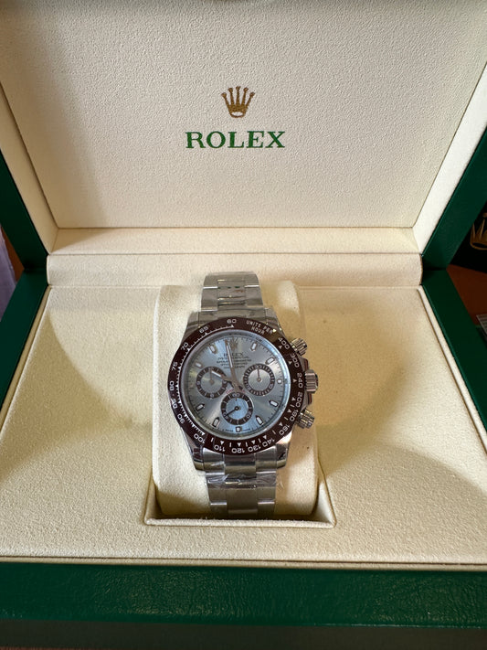 Rolex Daytona Platinum Ice Blue Dial Ceramic Bezel Men’s Watch-Calibre 4130