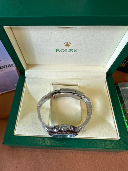 Relógio Masculino Rolex Daytona em Platina com Mostrador Azul-Gelo e Bisel de Cerâmica - Calibre 4130