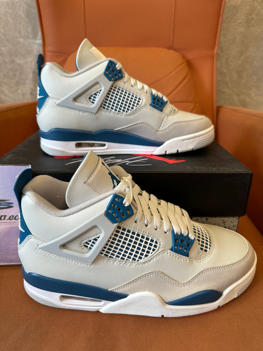 Air Jordan 4 Retro OG White Blue Leather Sneakers