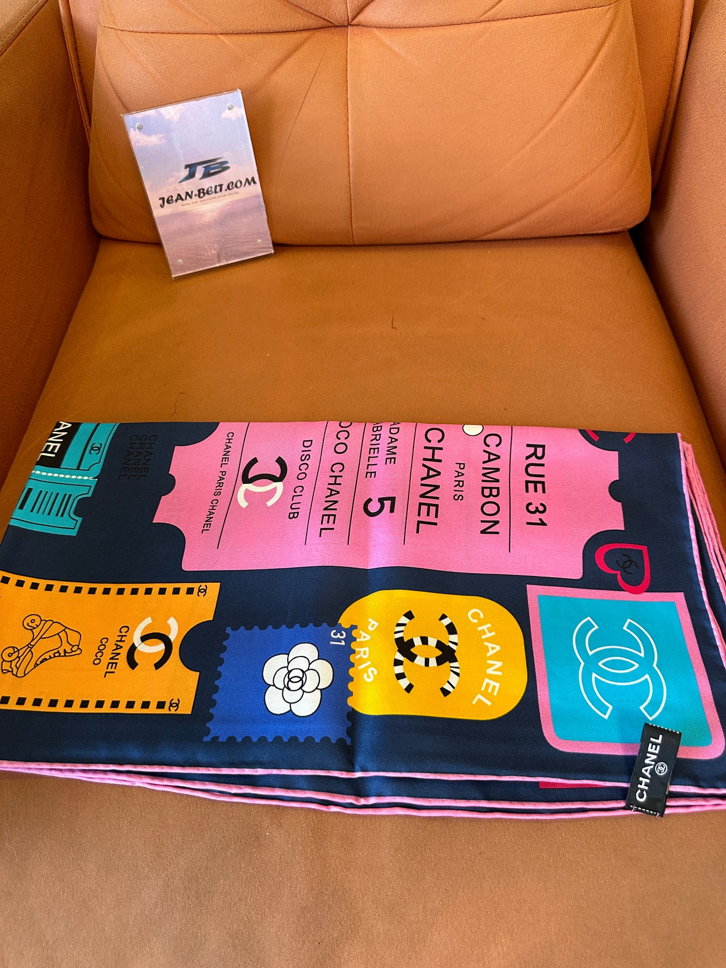 Chanel Ticket Print Silk Scarf – Multicolor