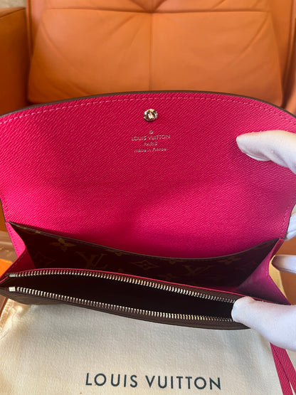 Carteira Louis Vuitton Emilie com monograma em tela rosa fúcsia