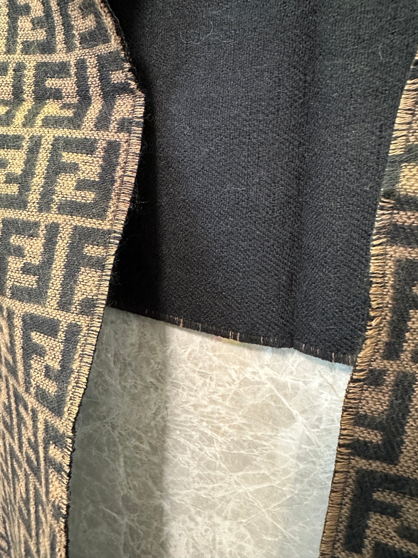 Fendi FF Logo Reversible Wool Scarf – Brown/Black