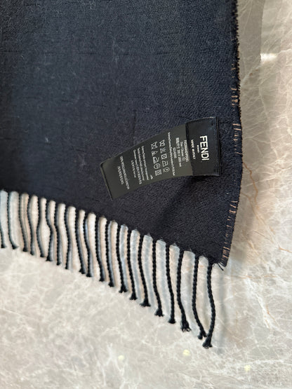 Fendi FF Logo Reversible Wool Scarf – Brown/Black