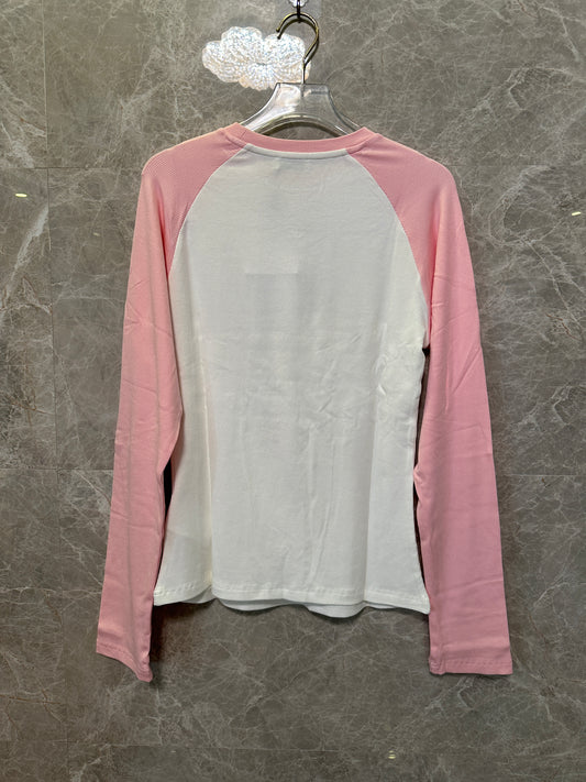 Chanel Pink & White Long Sleeve Logo T-Shirt