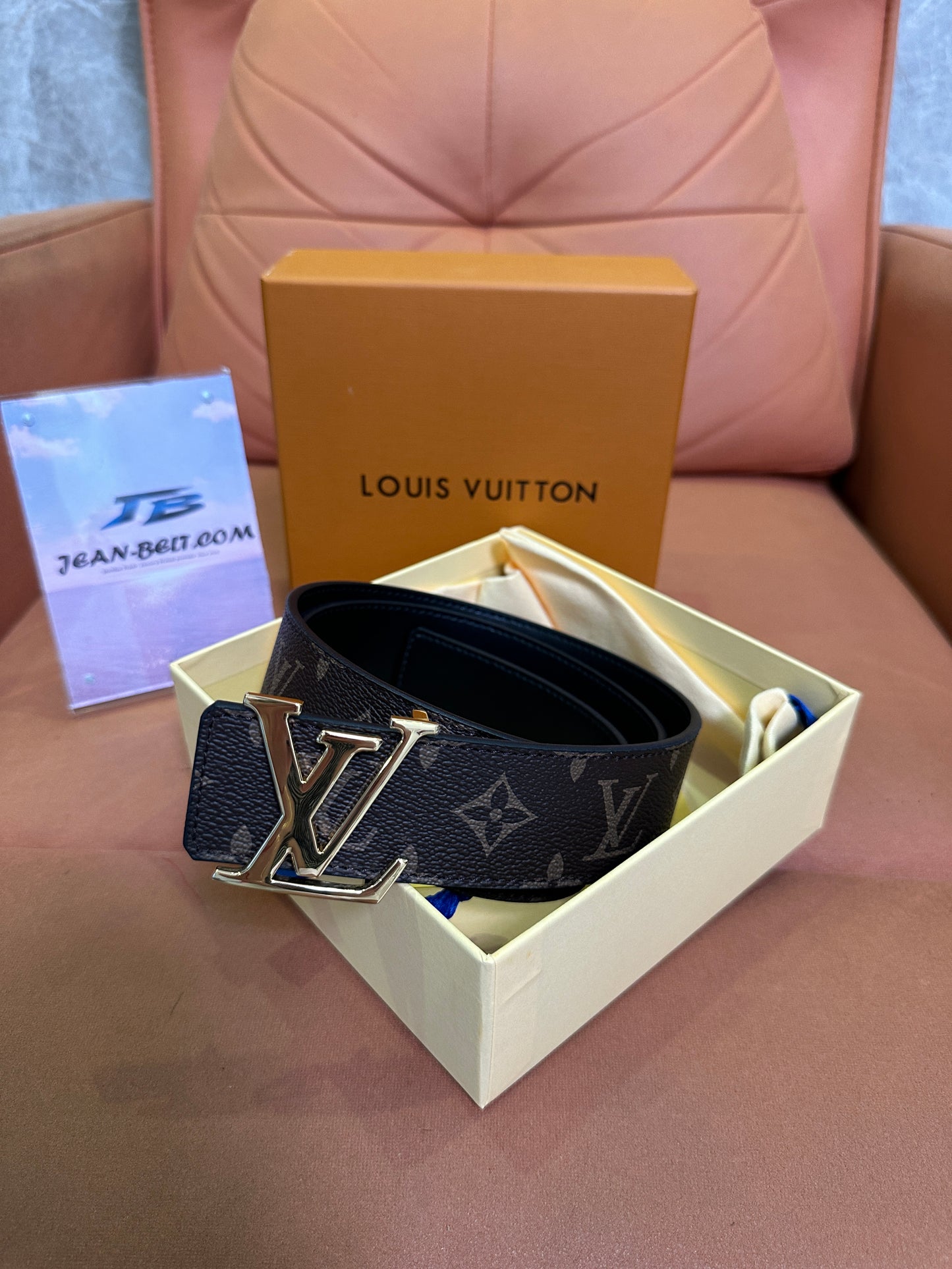 Louis Vuitton Monogram Canvas Belt Gold Buckle