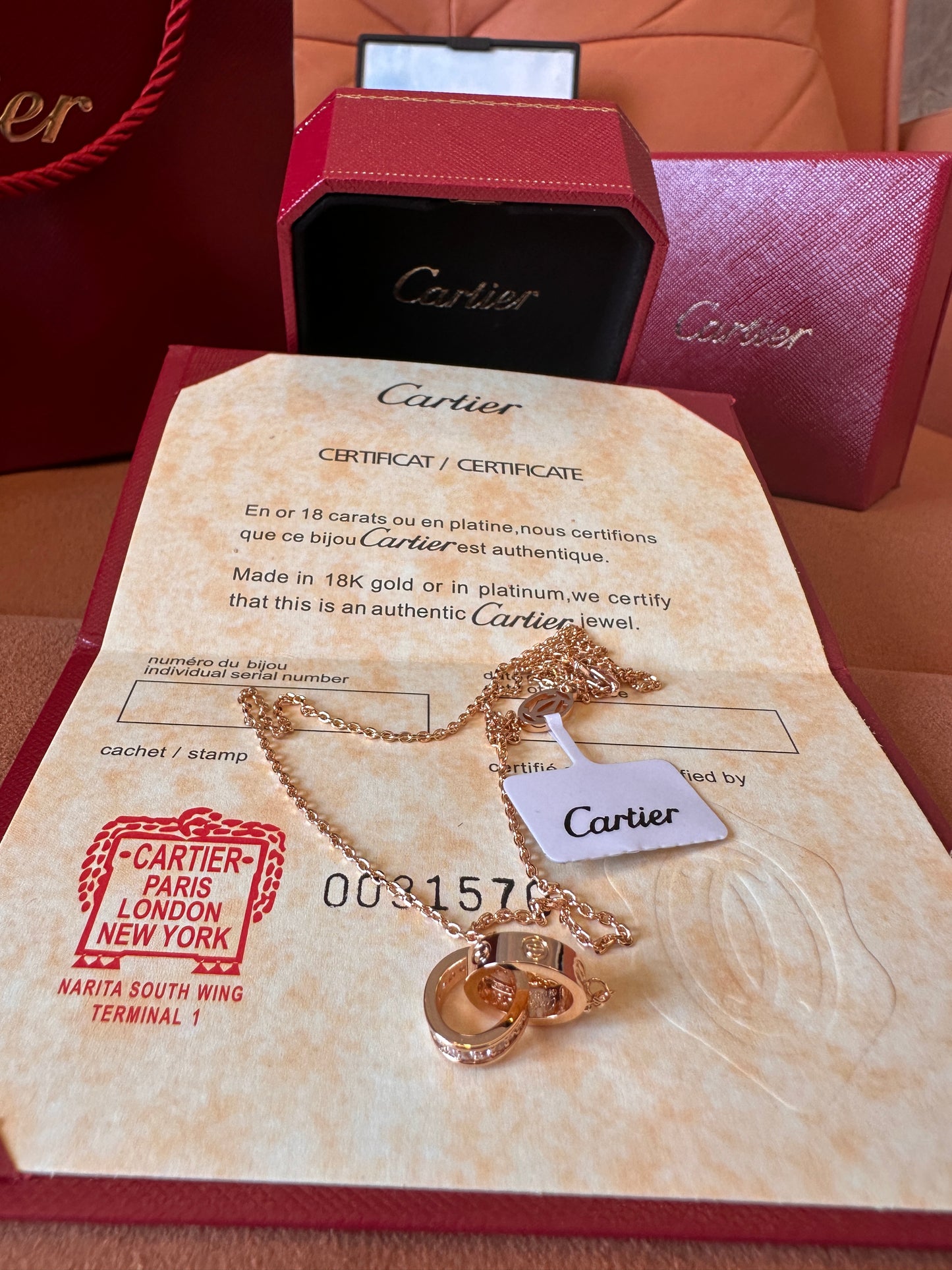 Cartier PG AU750 7.0G Love Necklace Gold