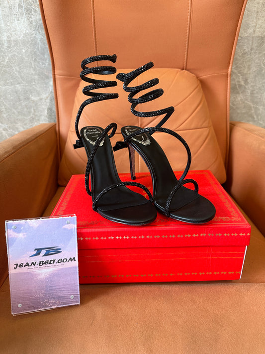 Rene Caovilla Cleo Black Crystal Sandals