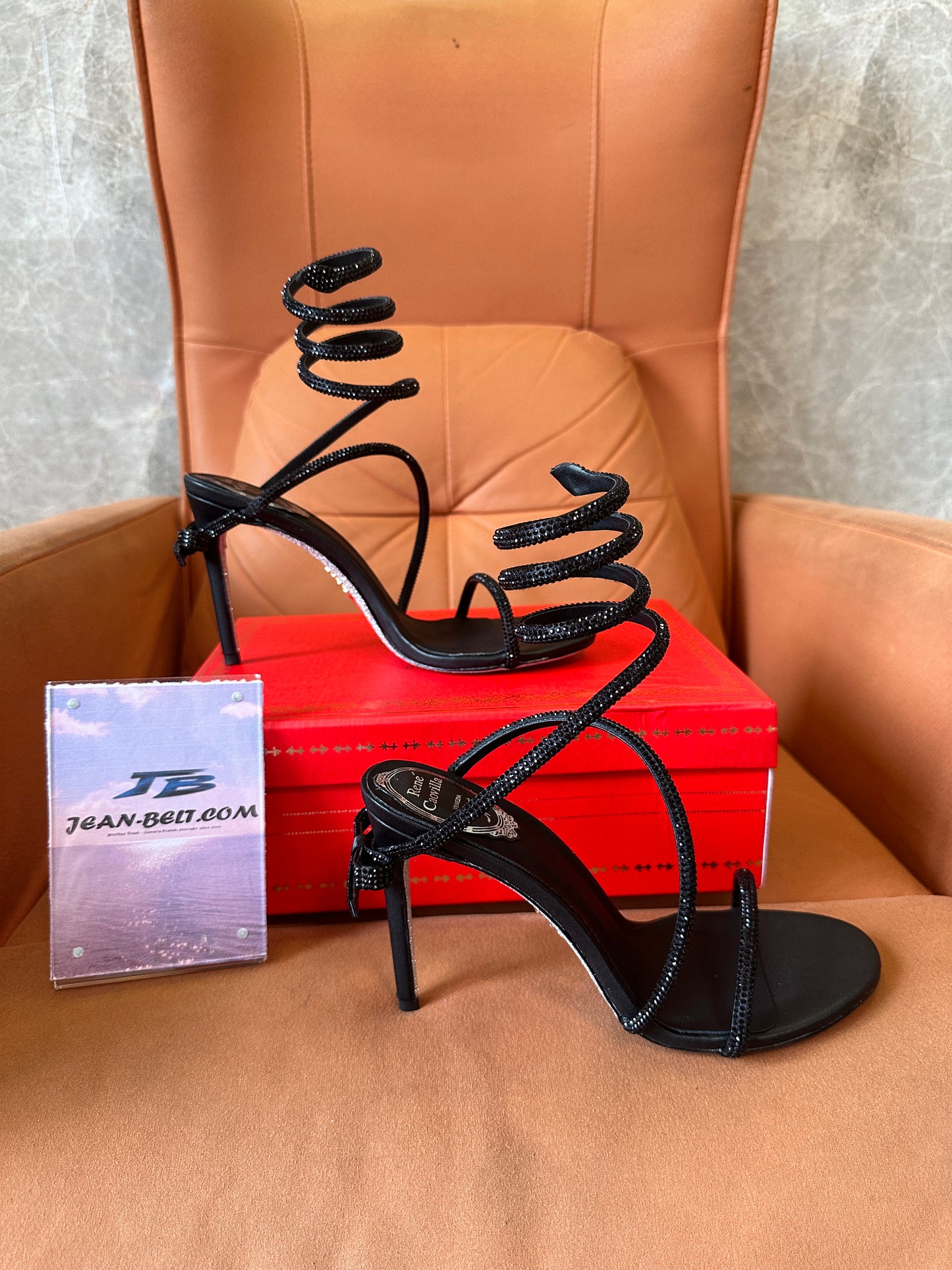 Rene Caovilla Cleo Black Crystal Sandals
