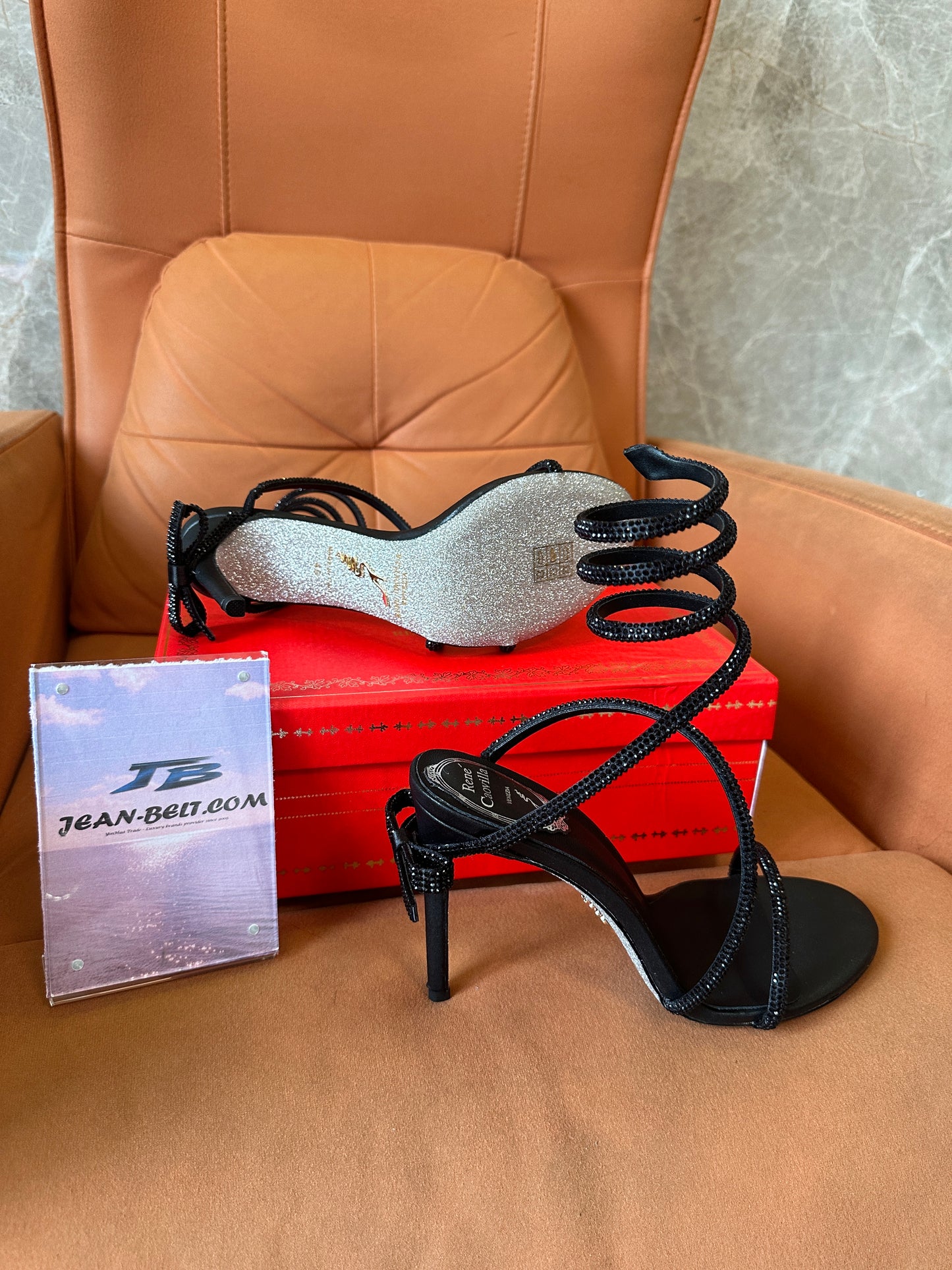 Rene Caovilla Cleo Black Crystal Sandals