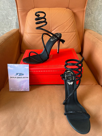 Rene Caovilla Cleo Black Crystal Sandals