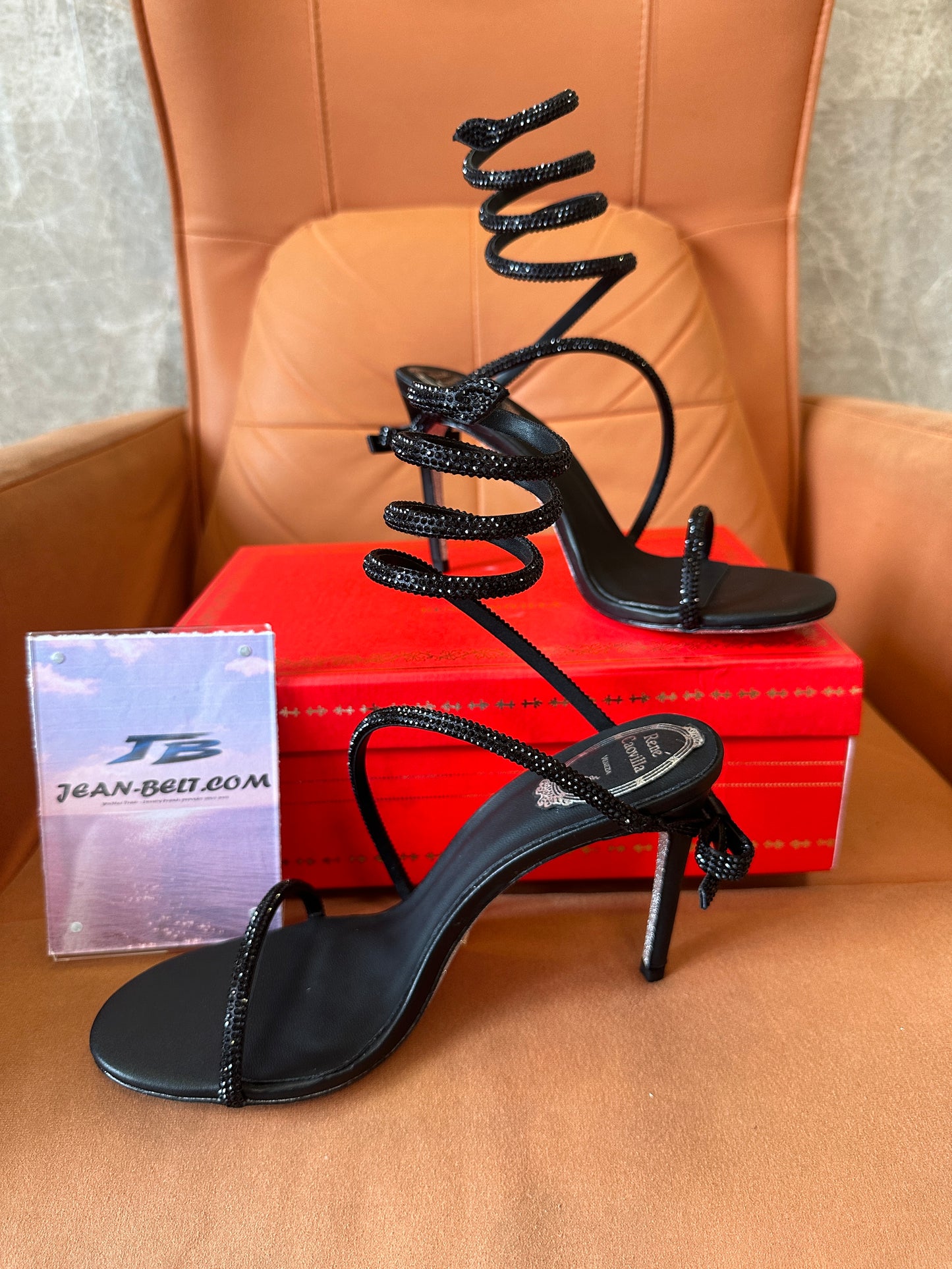 Rene Caovilla Cleo Black Crystal Sandals