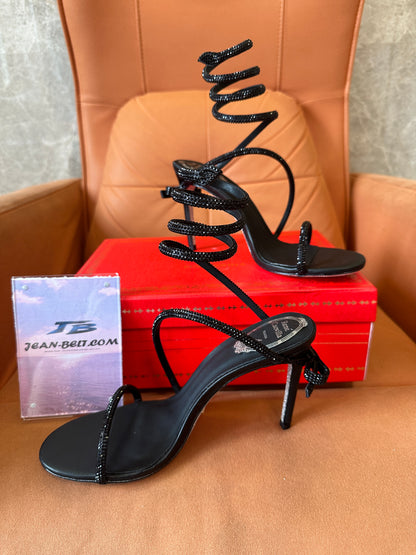 Rene Caovilla Cleo Black Crystal Sandals