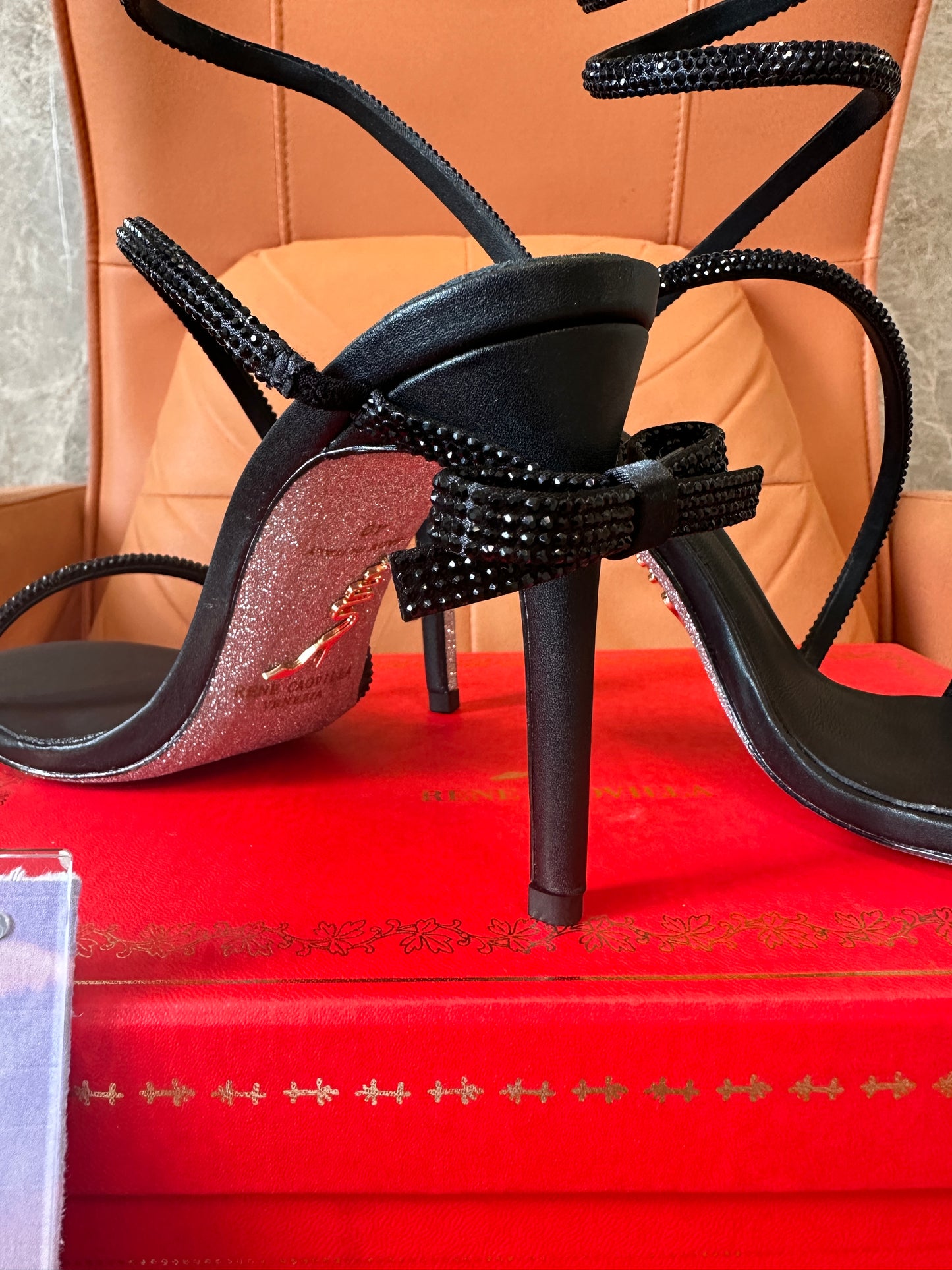 Rene Caovilla Cleo Black Crystal Sandals