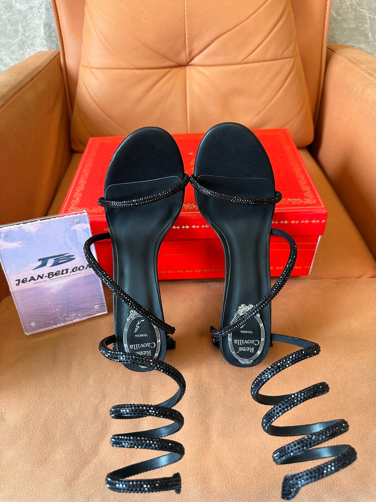 Rene Caovilla Cleo Black Crystal Sandals