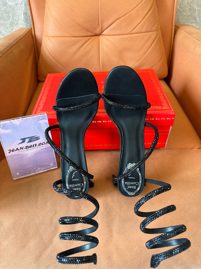 Rene Caovilla Cleo Black Crystal Sandals