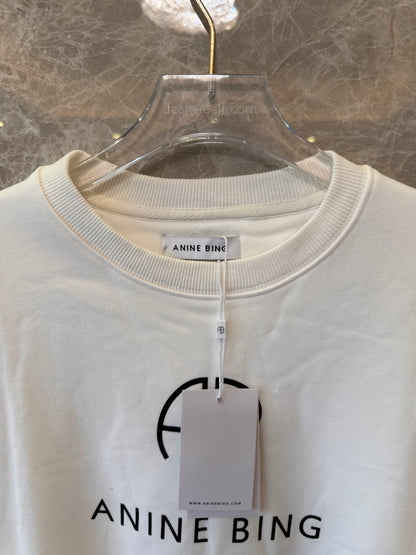 Sudadera blanca de mezcla de algodón con monograma Jaci de Anine Bing