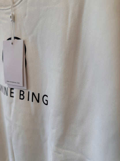 Sudadera blanca de mezcla de algodón con monograma Jaci de Anine Bing