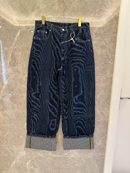 Louis Vuitton Monogram Woodgrain Denim Pants – Wide Leg