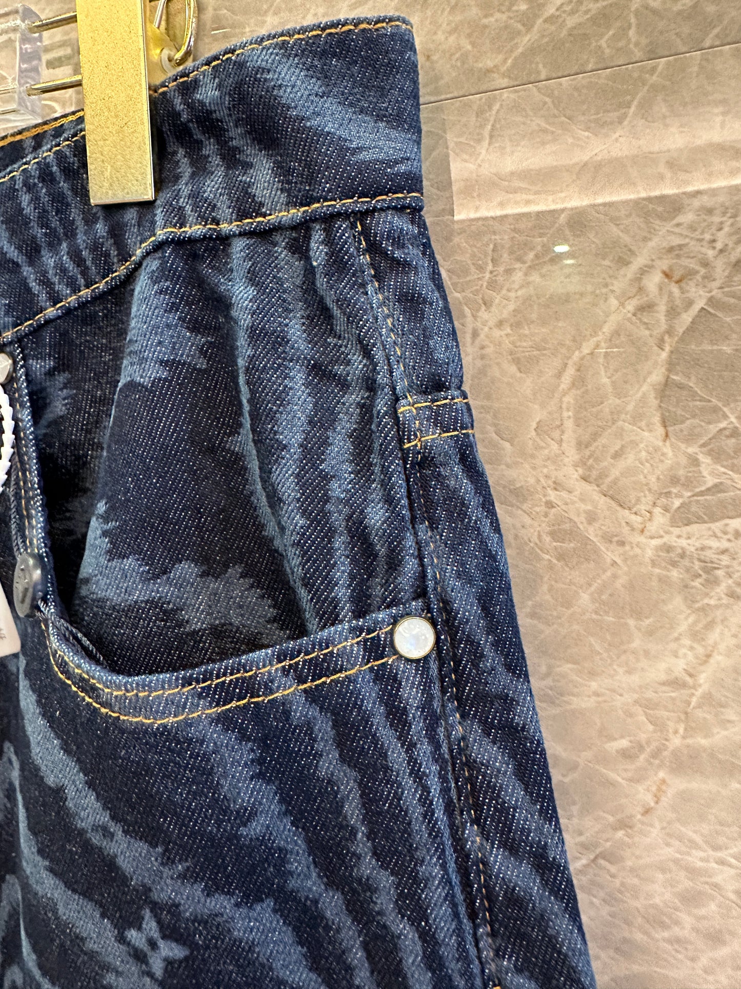 Louis Vuitton Monogram Woodgrain Denim Pants – Wide Leg