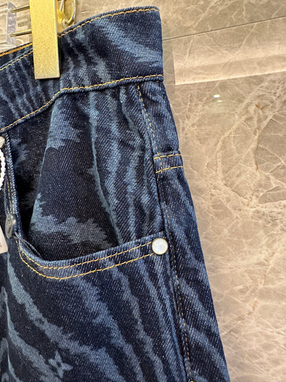 Louis Vuitton Monogram Woodgrain Denim Pants – Wide Leg