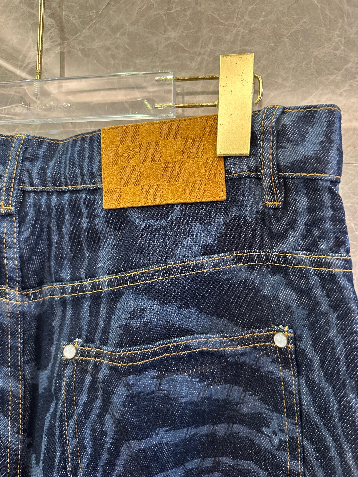 Louis Vuitton Monogram Woodgrain Denim Pants – Wide Leg