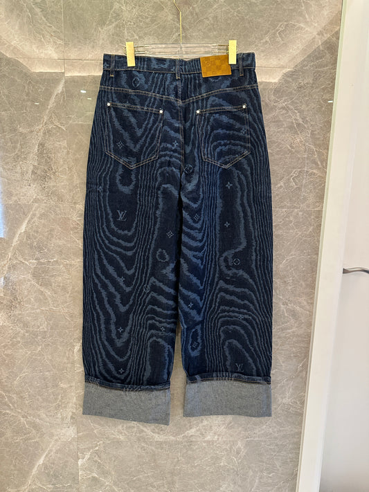 Louis Vuitton Monogram Woodgrain Denim Pants – Wide Leg