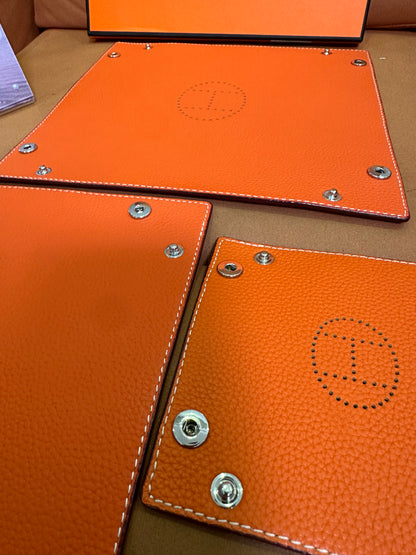 Hermès Valet Tray Set – Orange Leather Catchall