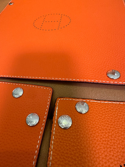 Hermès Valet Tray Set – Orange Leather Catchall