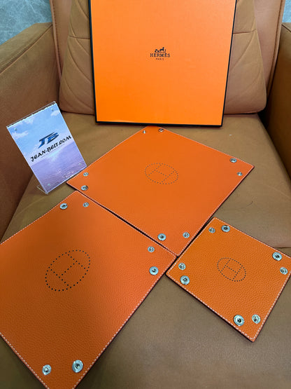 Hermès Valet Tray Set – Orange Leather Catchall
