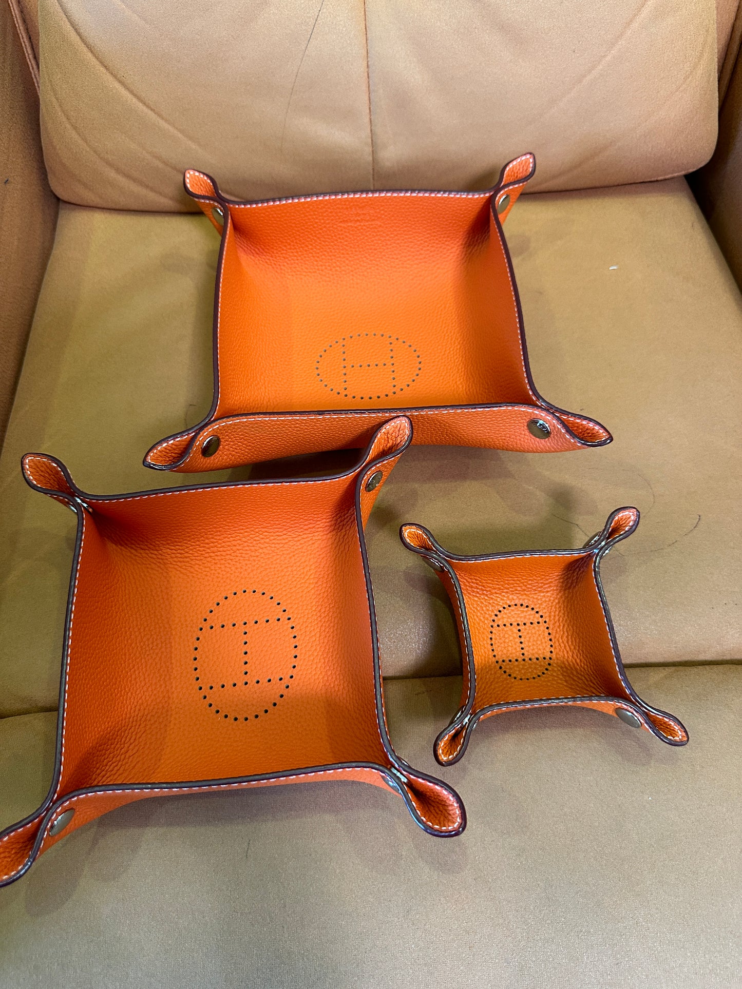 Hermès Valet Tray Set – Orange Leather Catchall