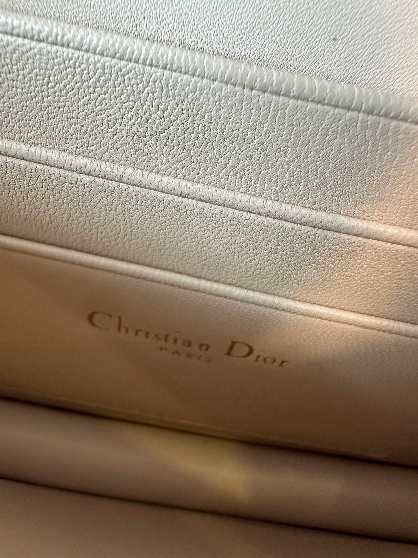 Dior Caro Bag in Beige Cannage Leather with Gold Lock