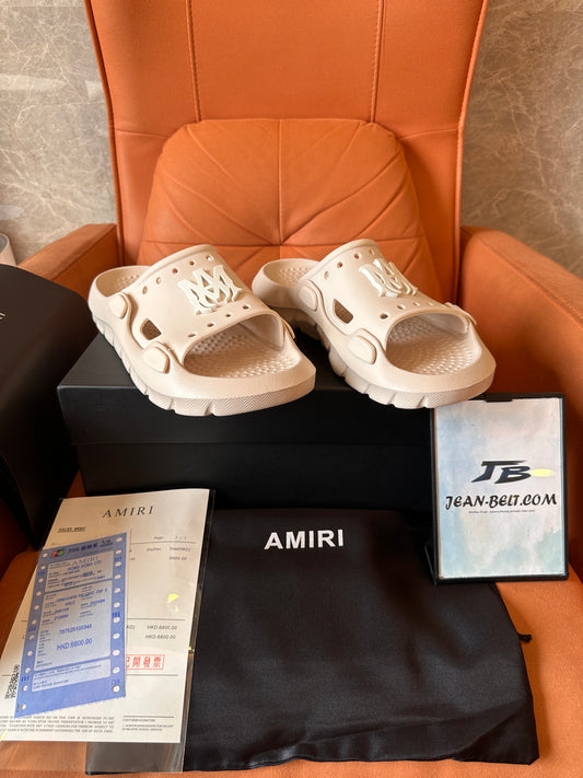 Amiri White Logo Embossed Rubber Slides