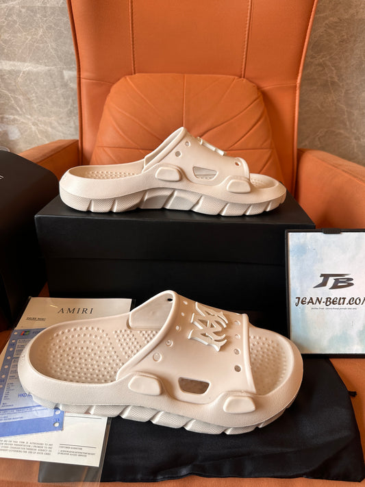 Amiri White Logo Embossed Rubber Slides