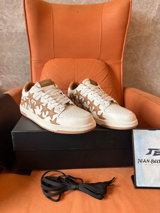 Amiri White & Brown Stars Low Sneakers
