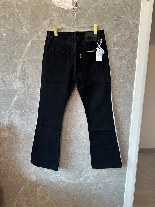 Gallery Dept. Black Denim Jeans with White Side Stripes