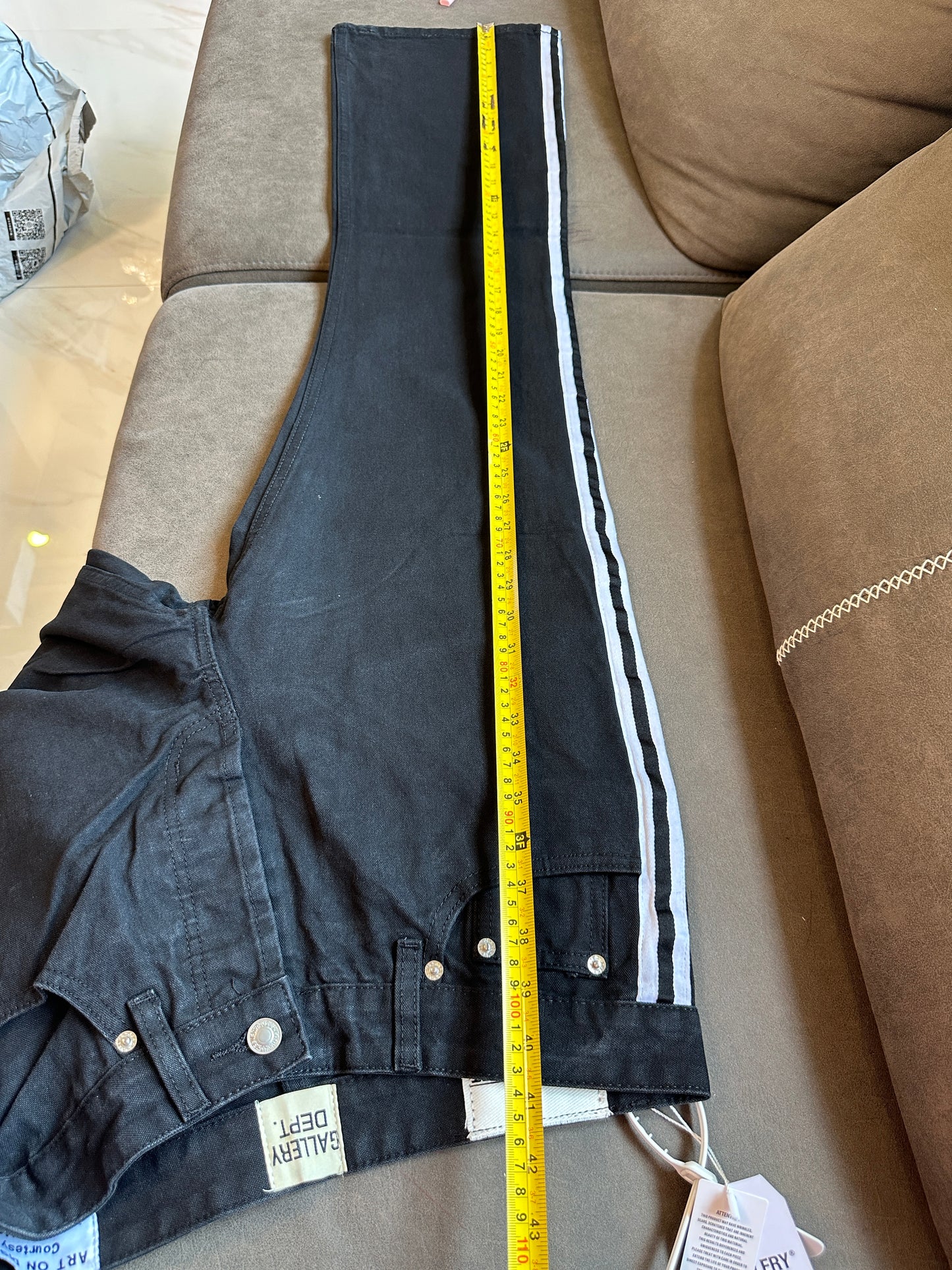 Gallery Dept. Black Denim Jeans with White Side Stripes
