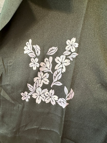 Louis Vuitton Men’s Black Short-Sleeve Shirt with Embroidered Floral Detail