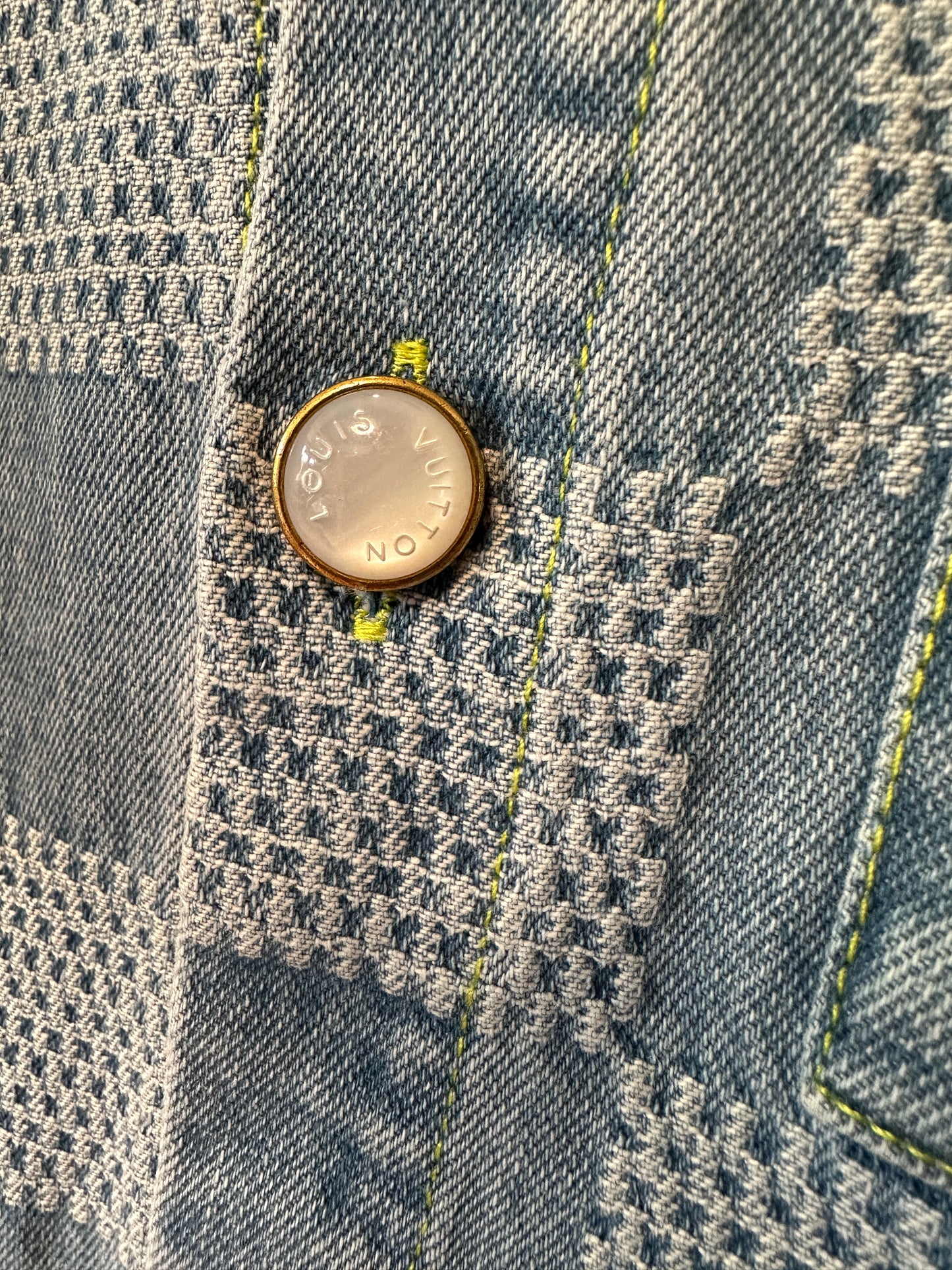 Louis Vuitton Damier Short Sleeve Denim Shirt Blue