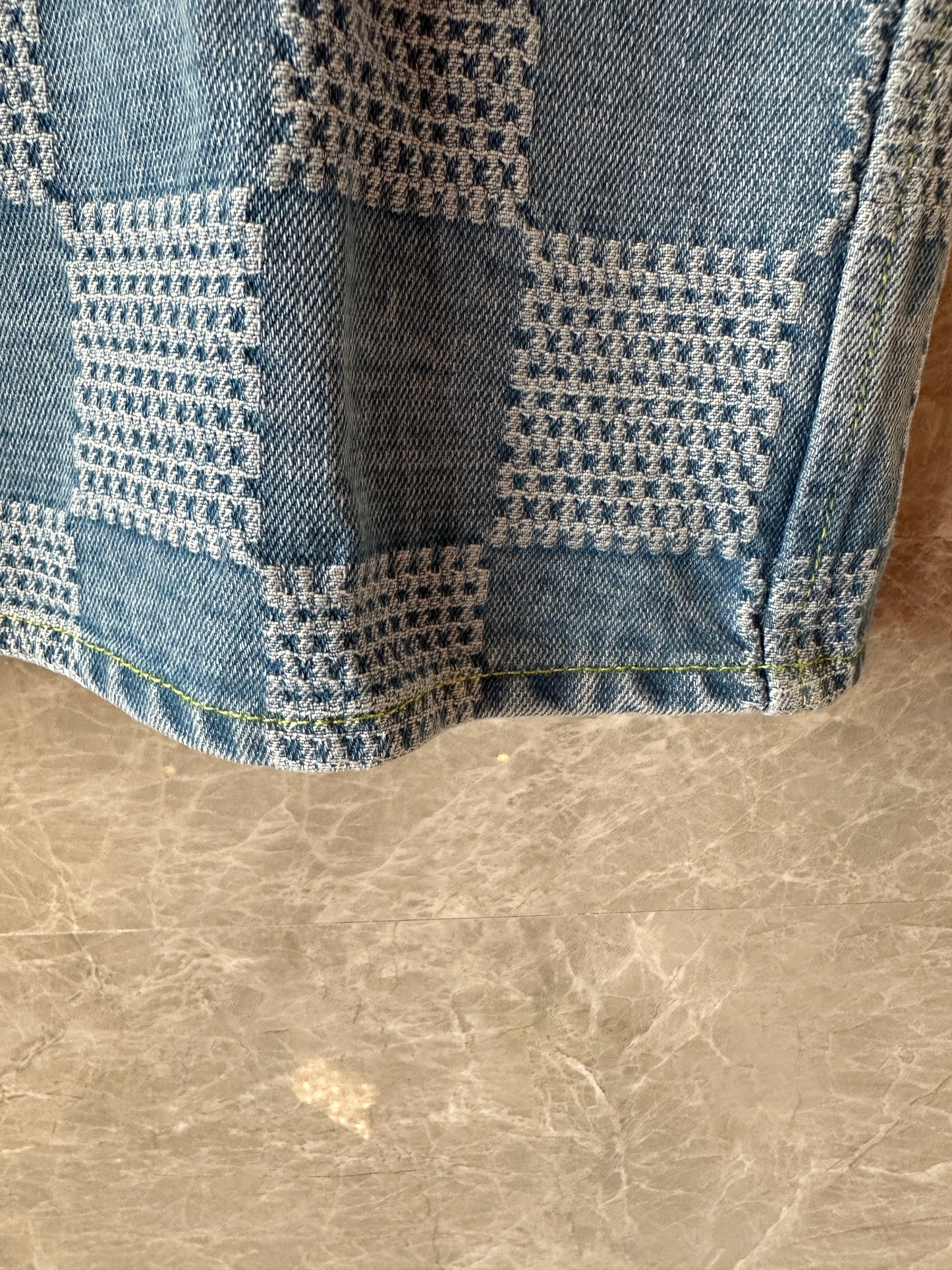 Louis Vuitton Damier Short Sleeve Denim Shirt Blue