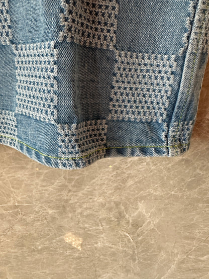Louis Vuitton Damier Short Sleeve Denim Shirt Blue