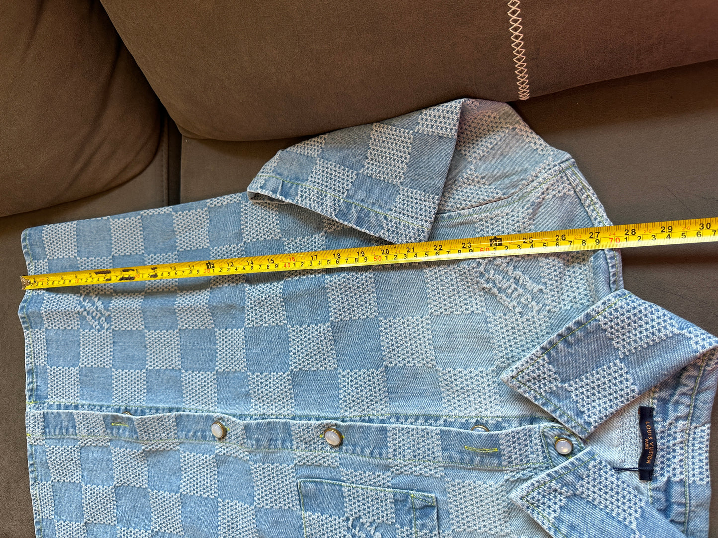 Louis Vuitton Damier Short Sleeve Denim Shirt Blue