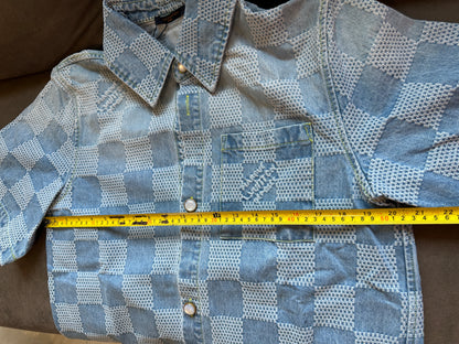 Louis Vuitton Damier Short Sleeve Denim Shirt Blue