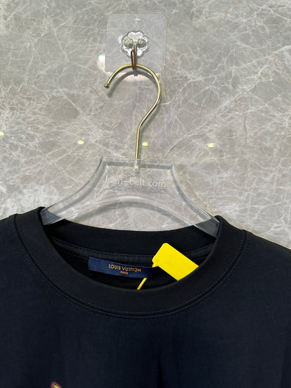 Louis Vuitton Black Cotton T-Shirt with Neon Motel Embroidery