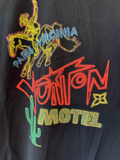 Louis Vuitton Black Cotton T-Shirt with Neon Motel Embroidery