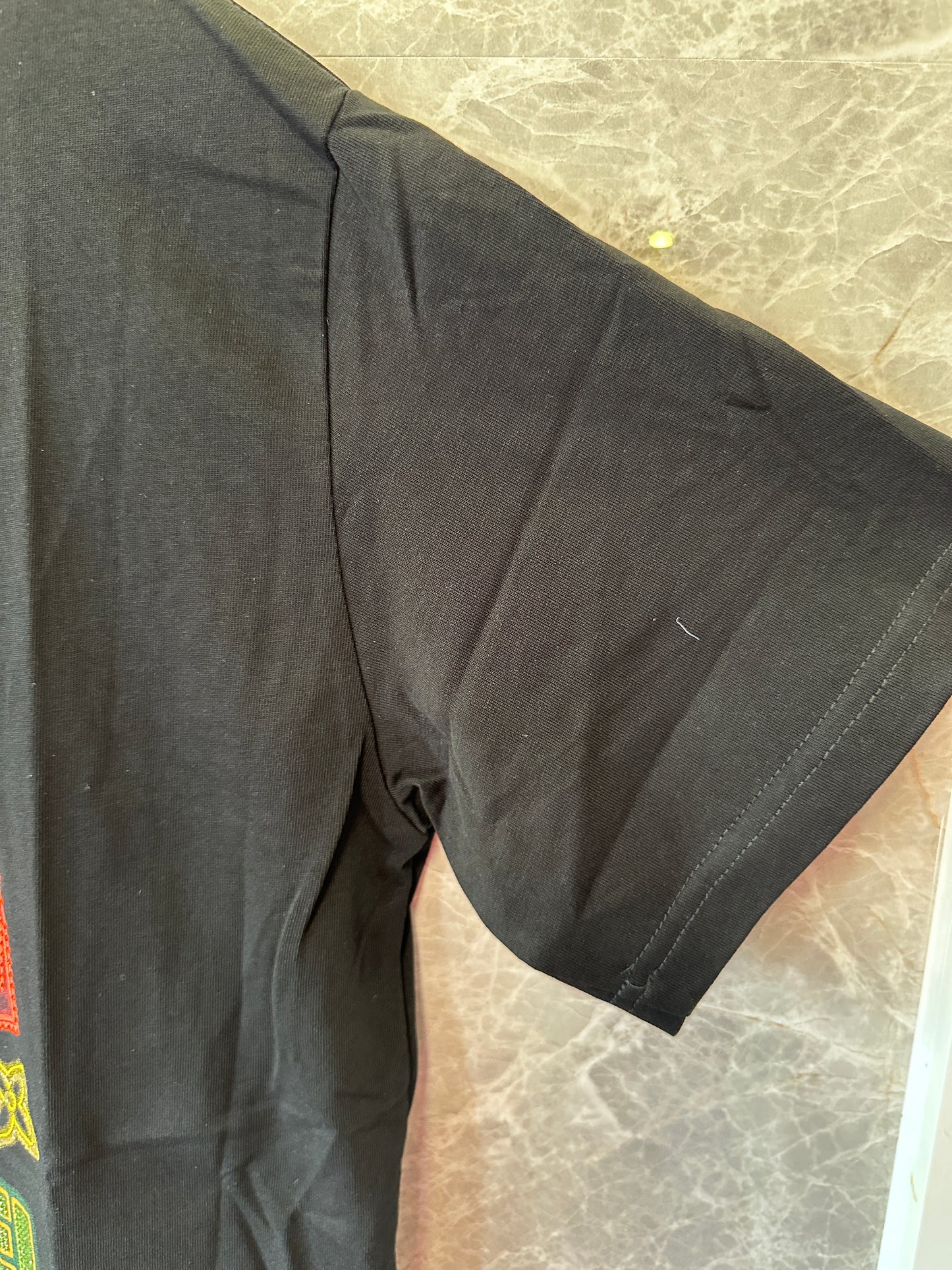 Louis Vuitton Black Cotton T-Shirt with Neon Motel Embroidery